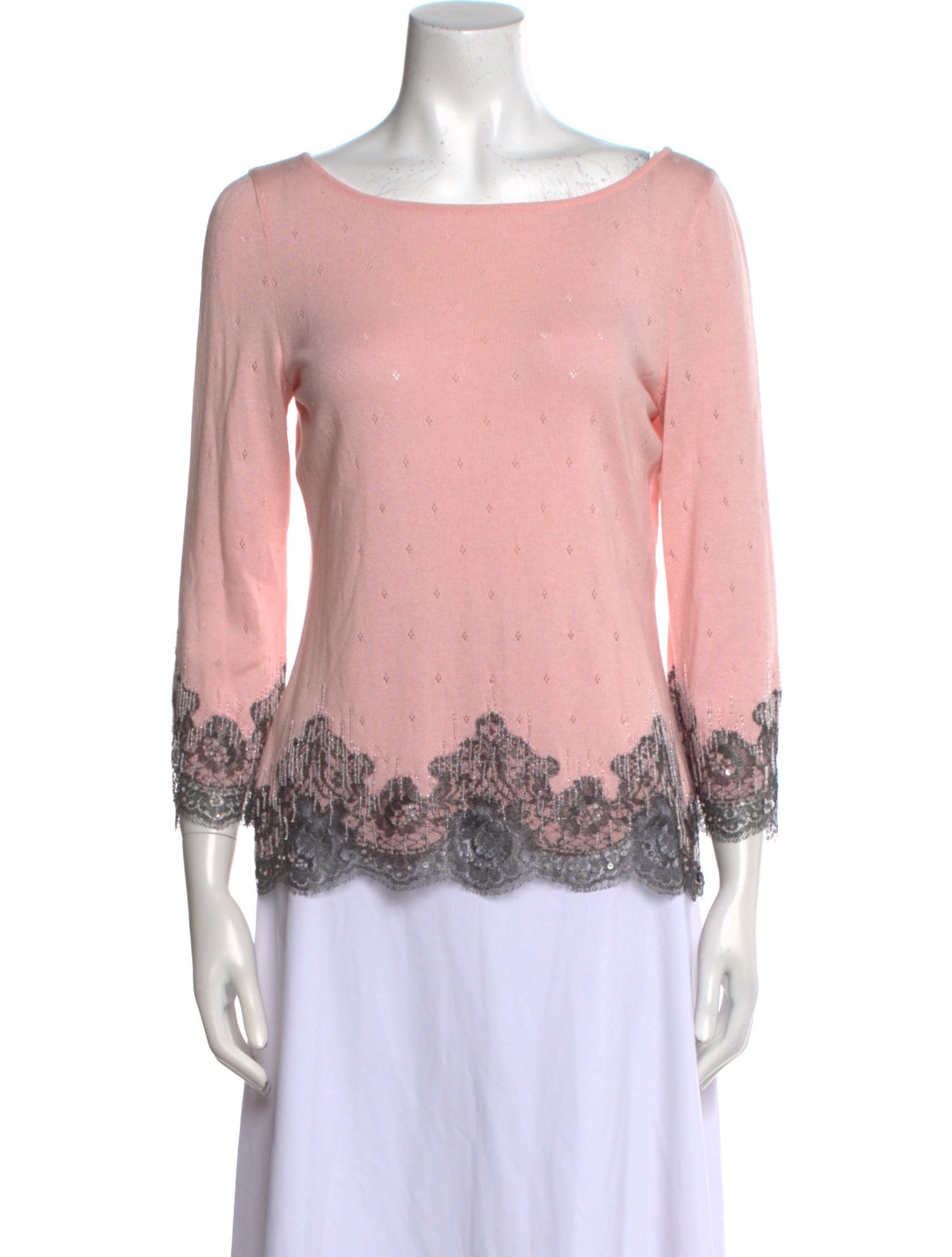 Escada Scoop Neck Three-Quarter Sleeve Top