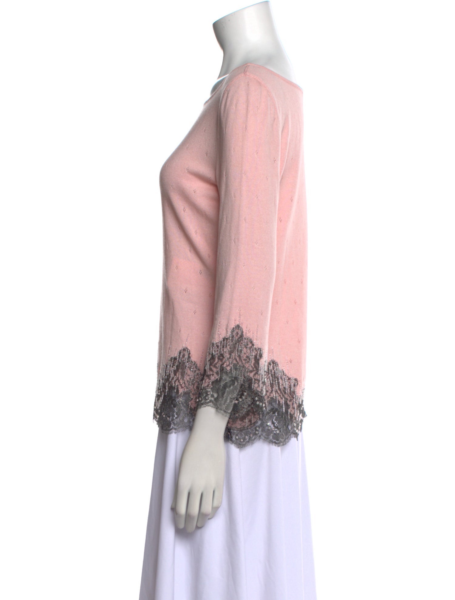 Escada Scoop Neck Three-Quarter Sleeve Top