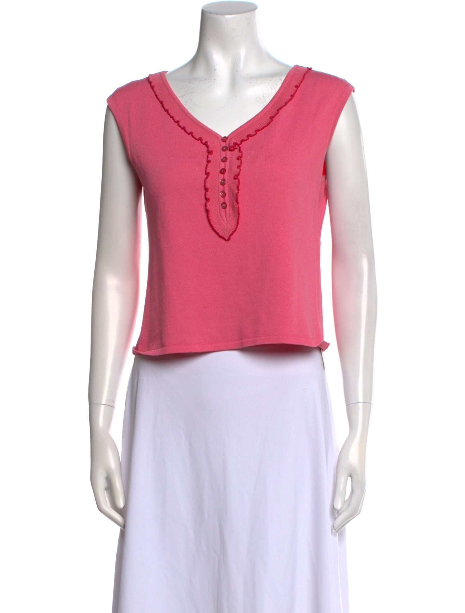 Escada V-Neck Sleeveless Crop Top
