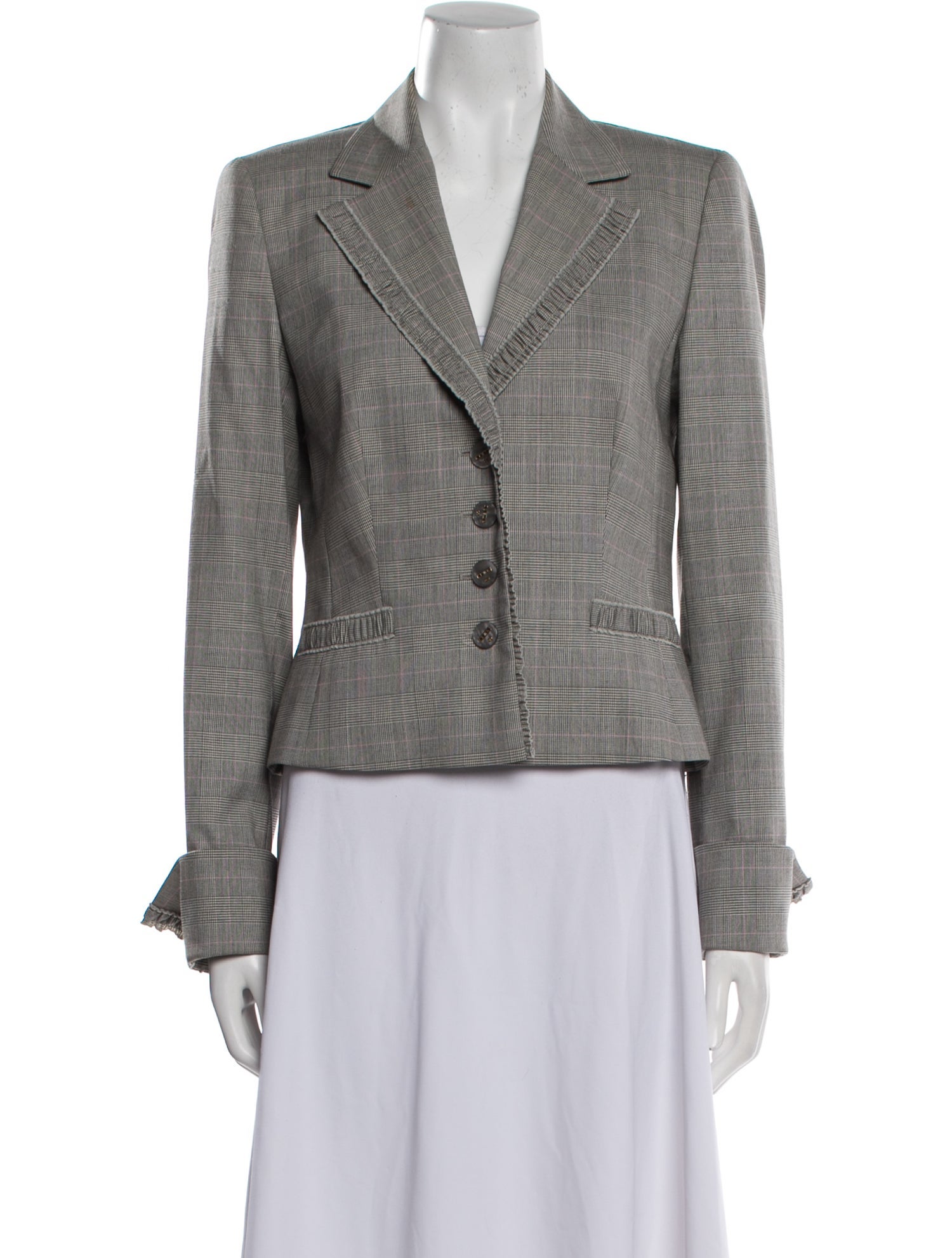 Escada Wool Plaid Print Blazer