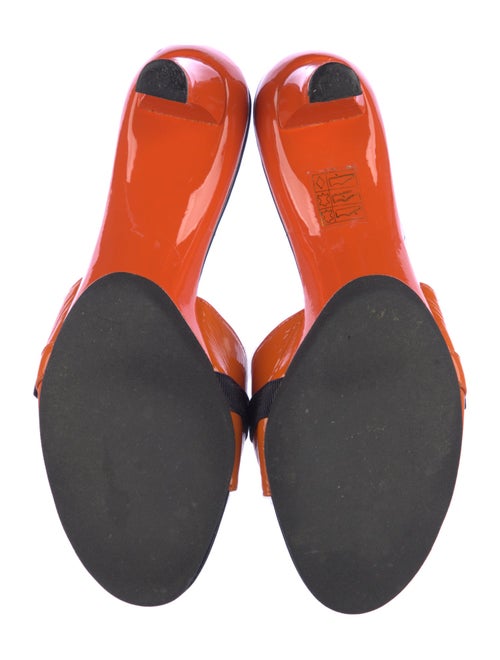 Escada Patent Leather Colorblock Pattern Slides