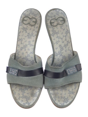 Escada Suede Printed Slides
