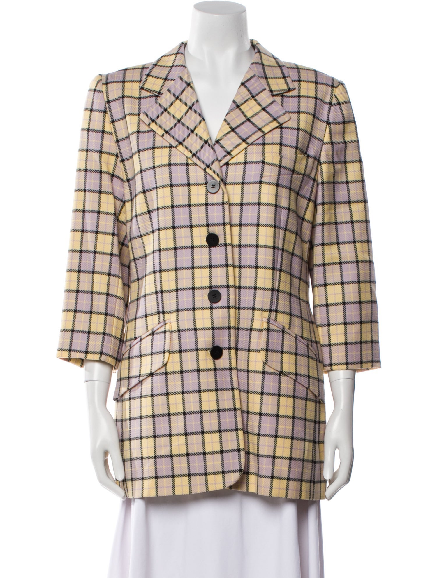 Escada Margaretha Ley Wool Plaid Print Blazer