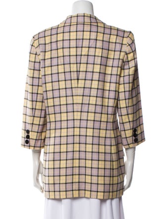 Escada Margaretha Ley Wool Plaid Print Blazer