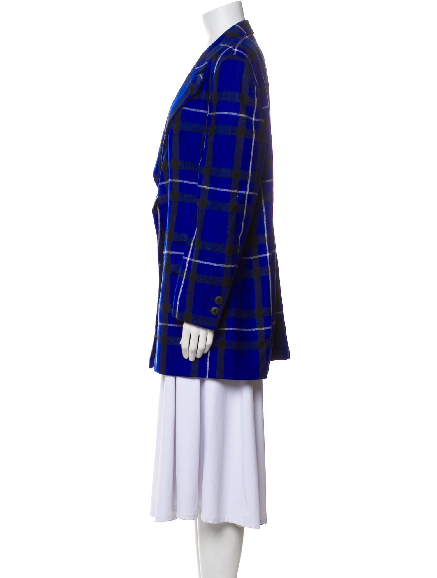 Escada Virgin Wool Plaid Print Coat