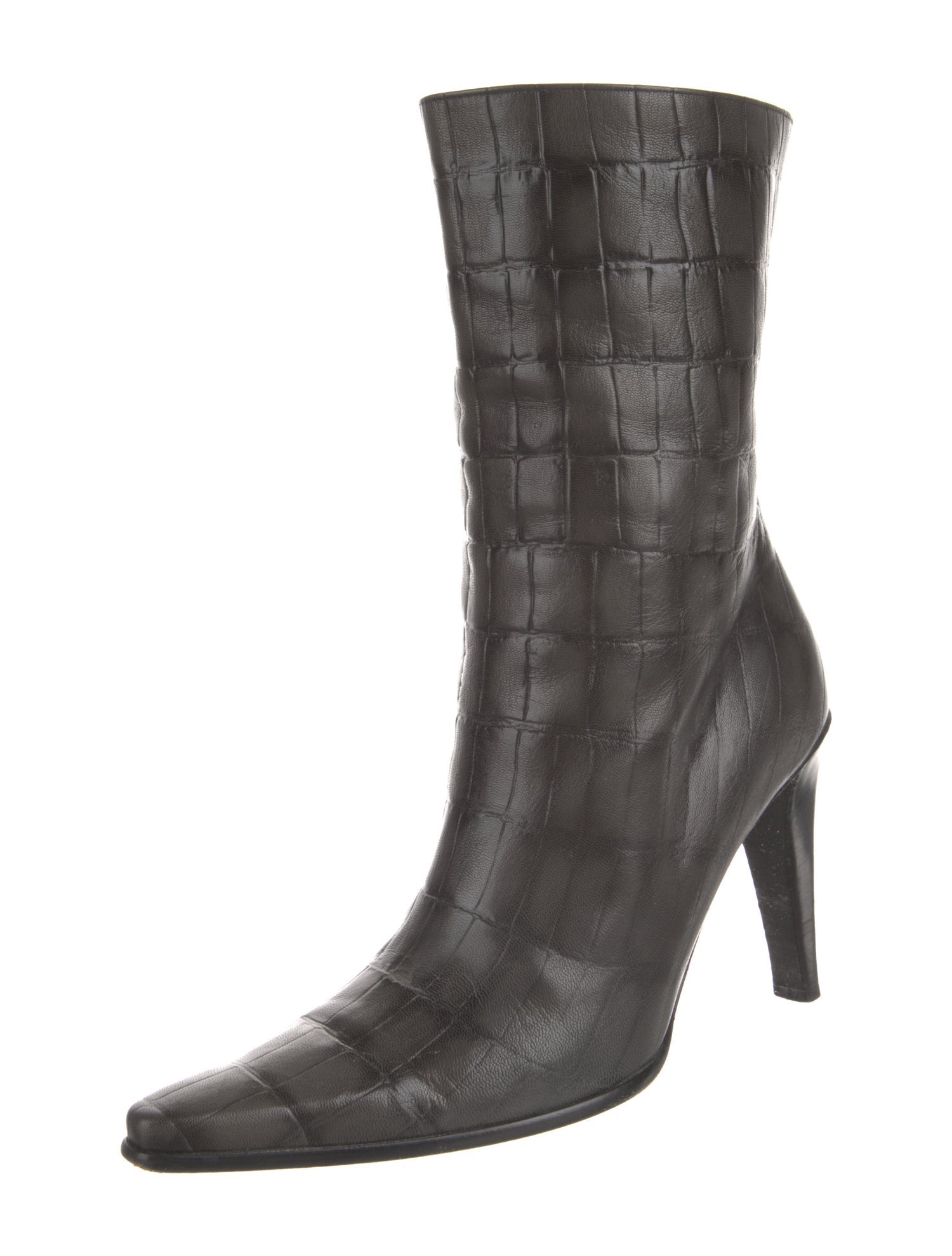 Escada Embossed Leather Sock Boots