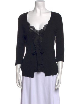 Escada V-Neck Three-Quarter Sleeve Top