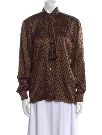 Escada Silk Animal Print Button-Up Top