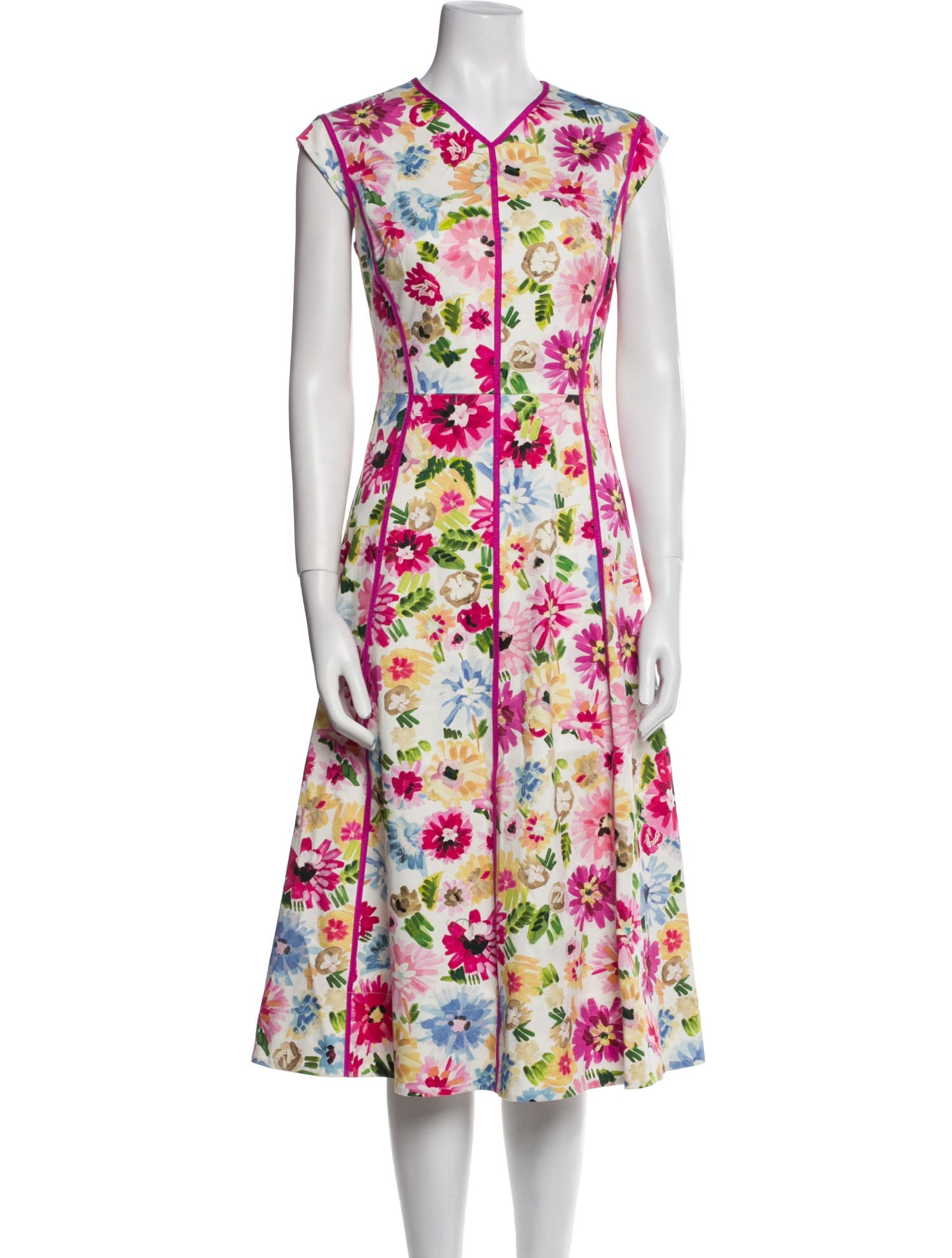 Escada Floral Print Midi Length Dress