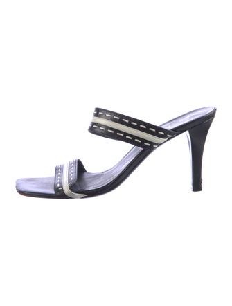 Escada Leather Striped Slides