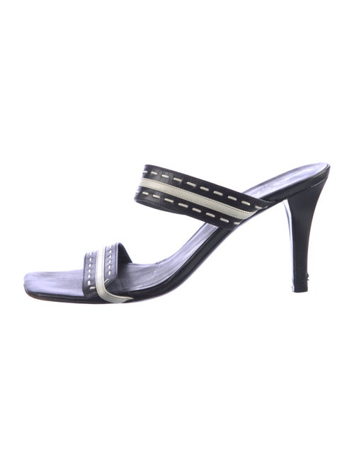 Escada Leather Striped Slides