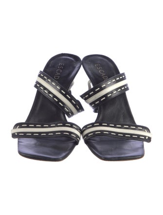 Escada Leather Striped Slides