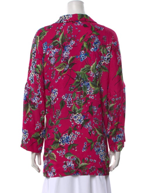 Escada Floral Print Long Sleeve Button-Up Top