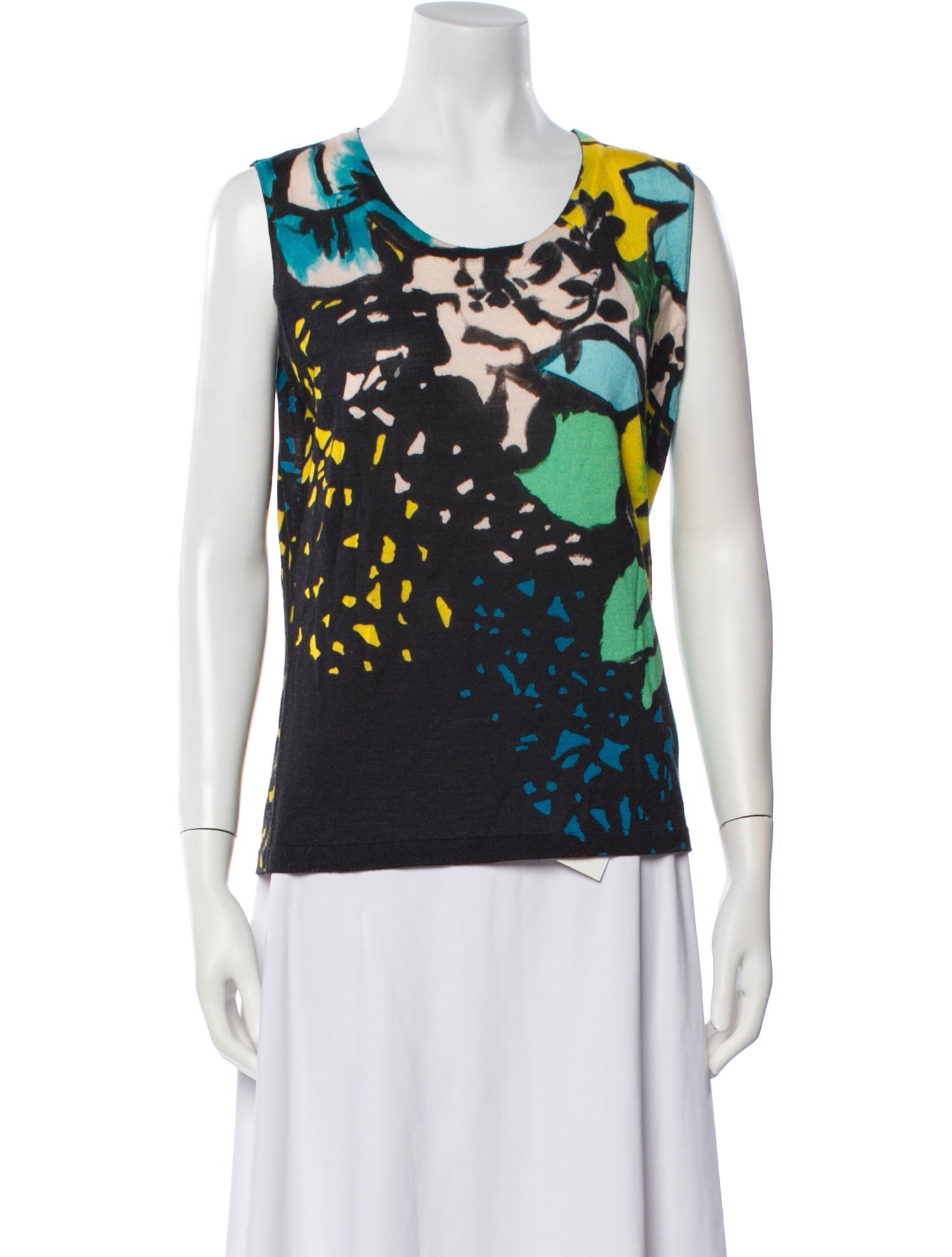 Escada Virgin Wool Floral Print Vest