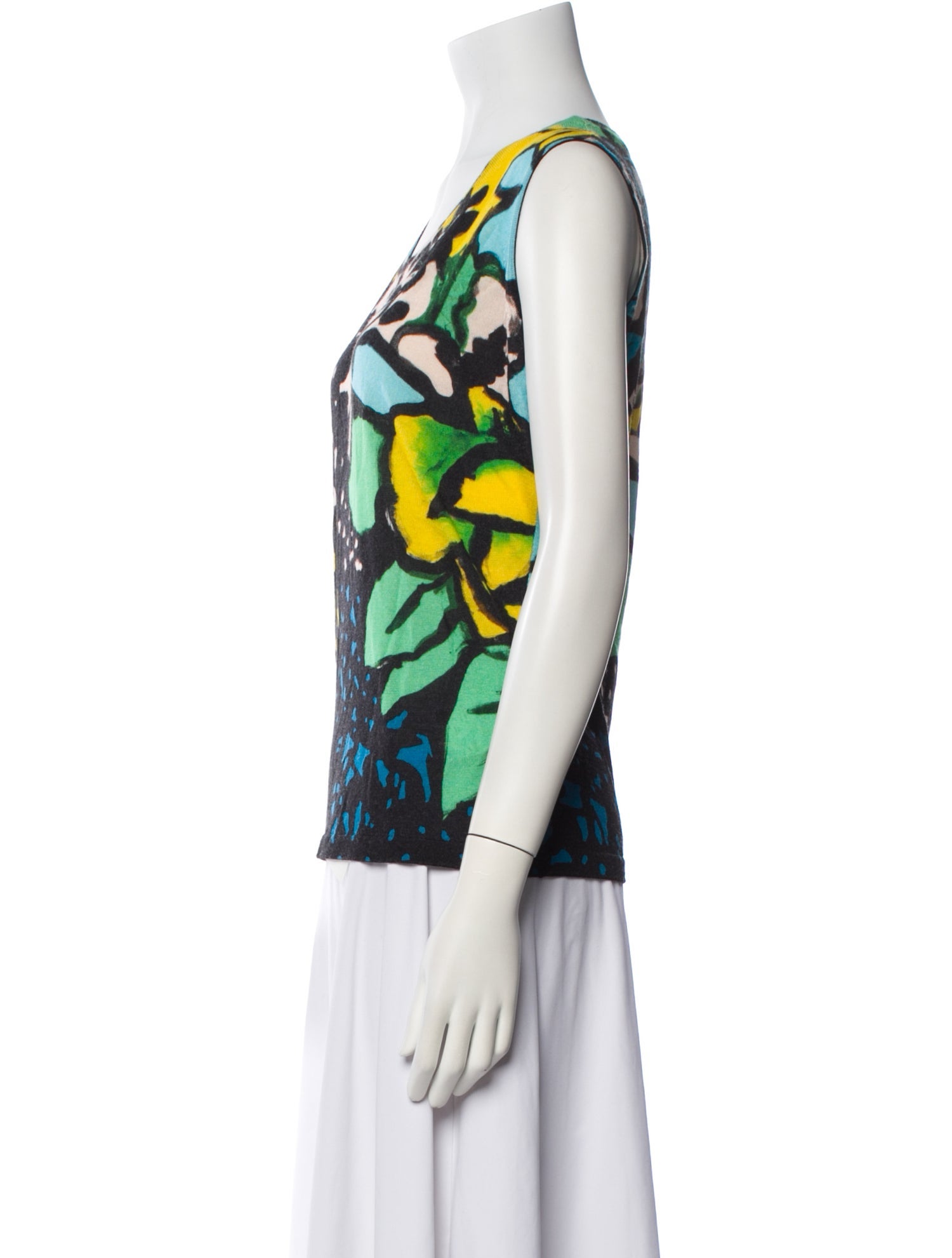 Escada Virgin Wool Floral Print Vest