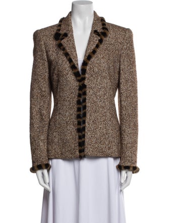 Escada Wool Printed Faux Fur Jacket