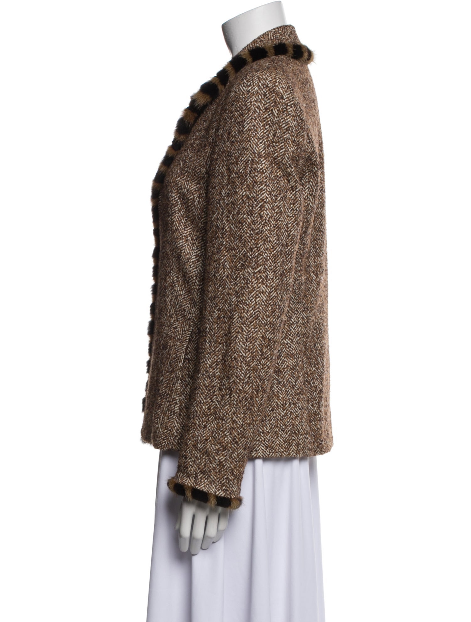 Escada Wool Printed Faux Fur Jacket