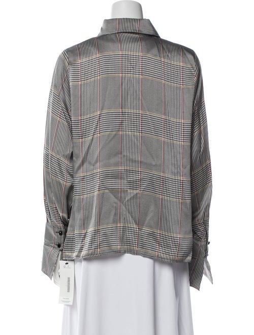 Escada Silk Houndstooth Print Button-Up Top