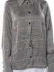 Escada Silk Houndstooth Print Button-Up Top