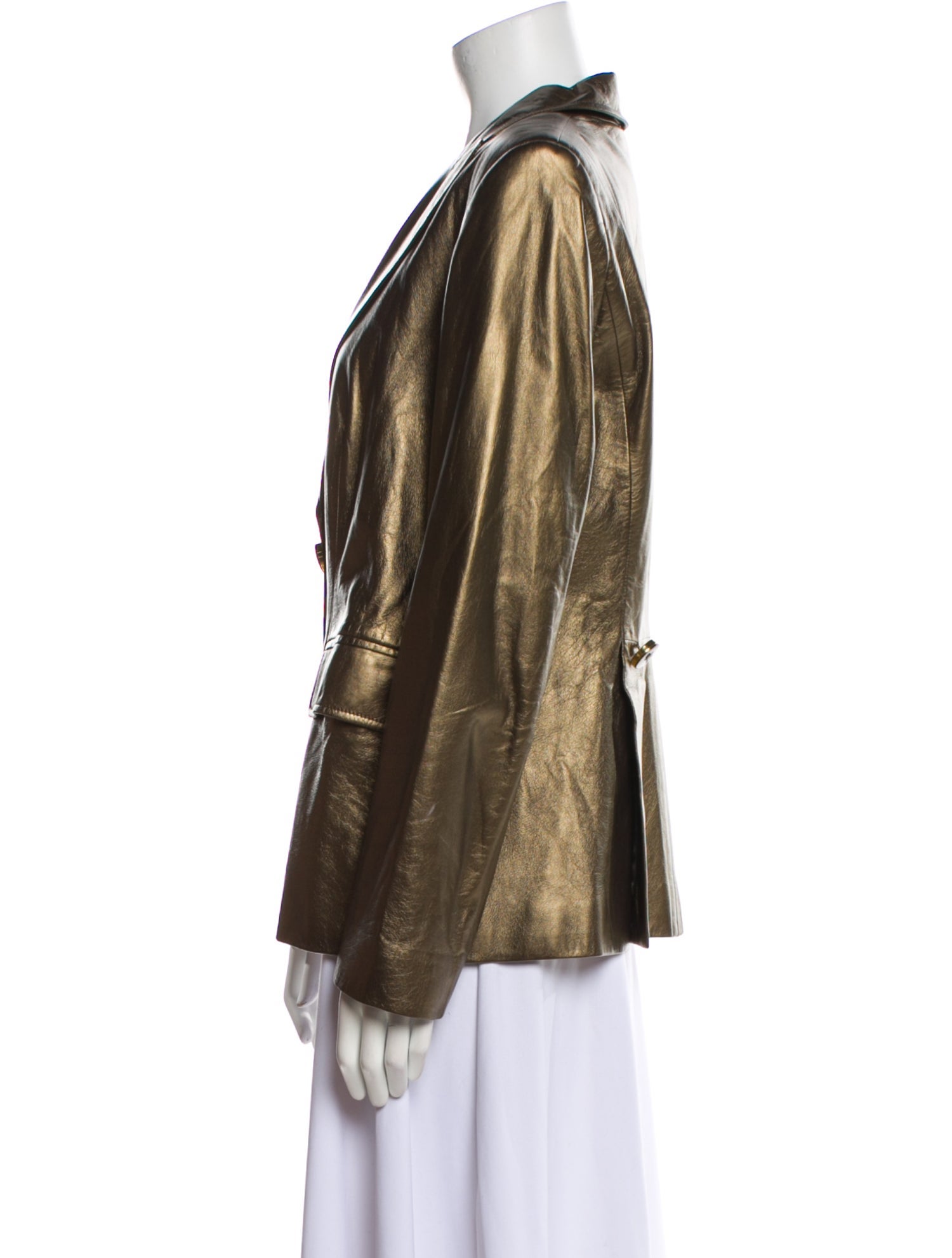 Escada Leather Striped Blazer