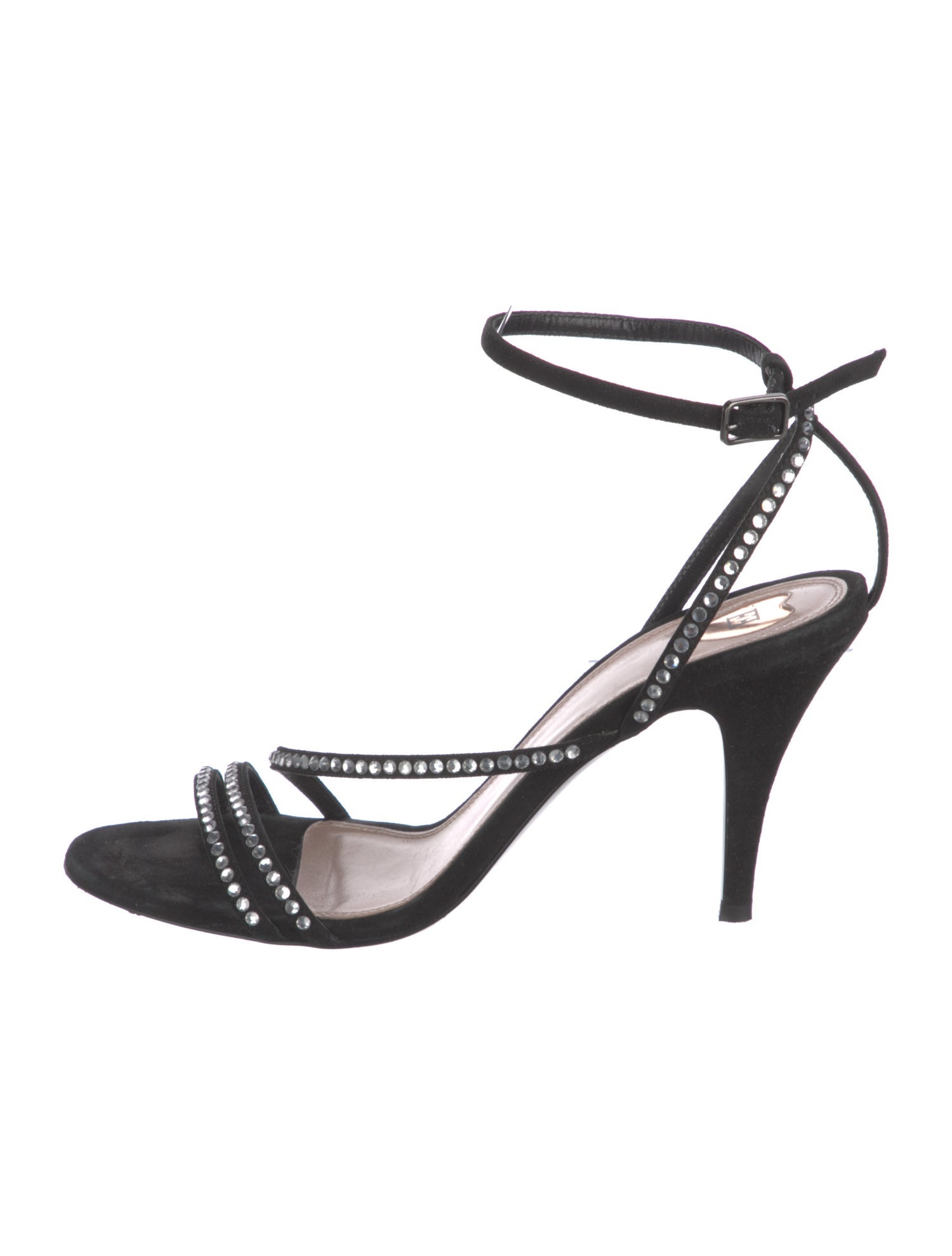 Escada Suede Crystal Embellishments Slingback Sandals