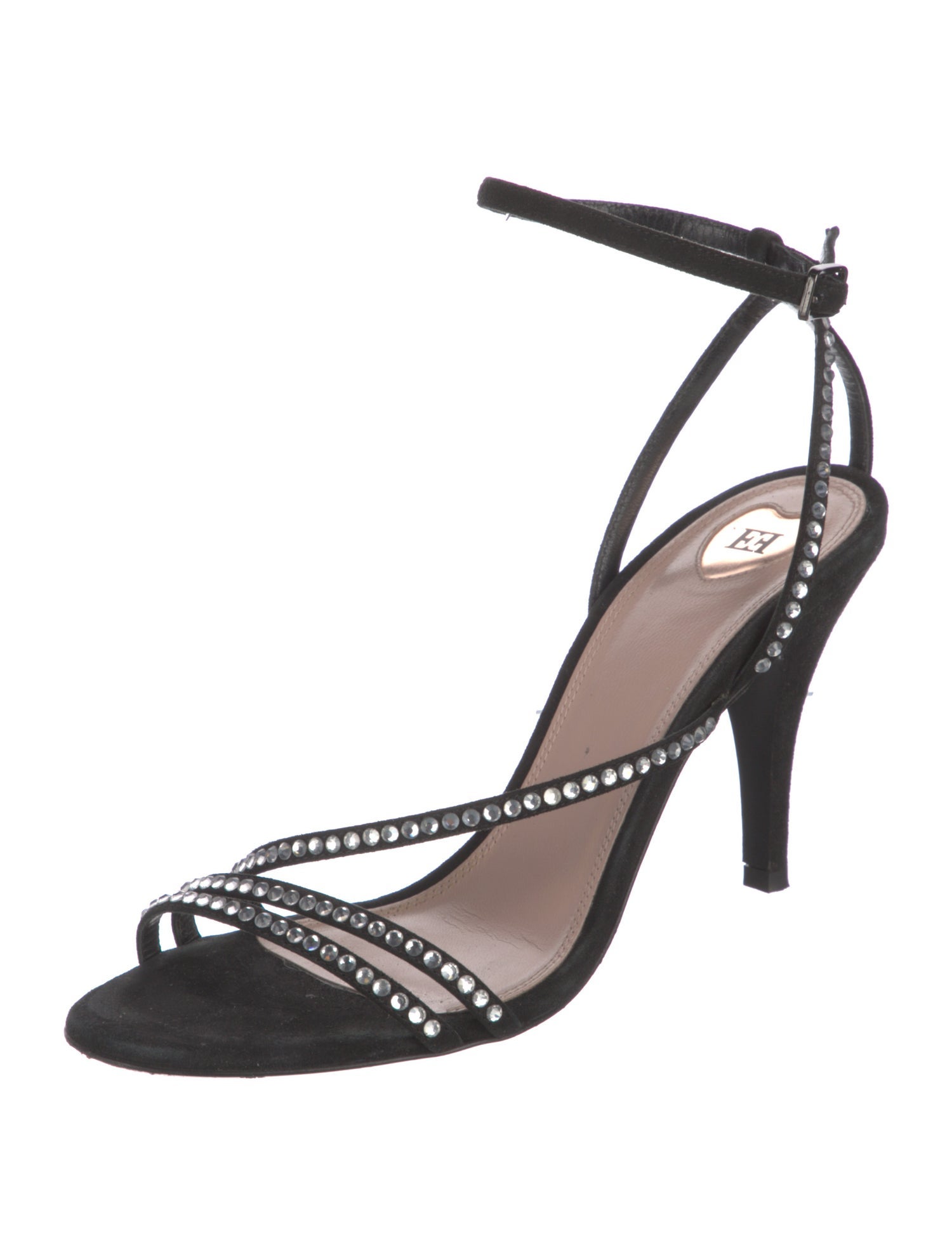 Escada Suede Crystal Embellishments Slingback Sandals