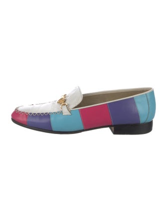 Escada Leather Colorblock Pattern Loafers