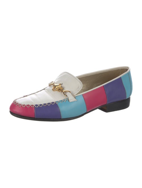 Escada Leather Colorblock Pattern Loafers