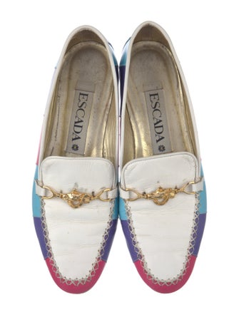 Escada Leather Colorblock Pattern Loafers