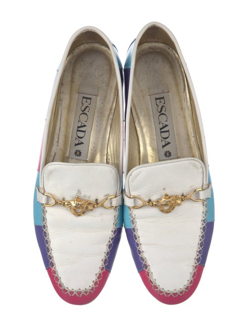 Escada Leather Colorblock Pattern Loafers
