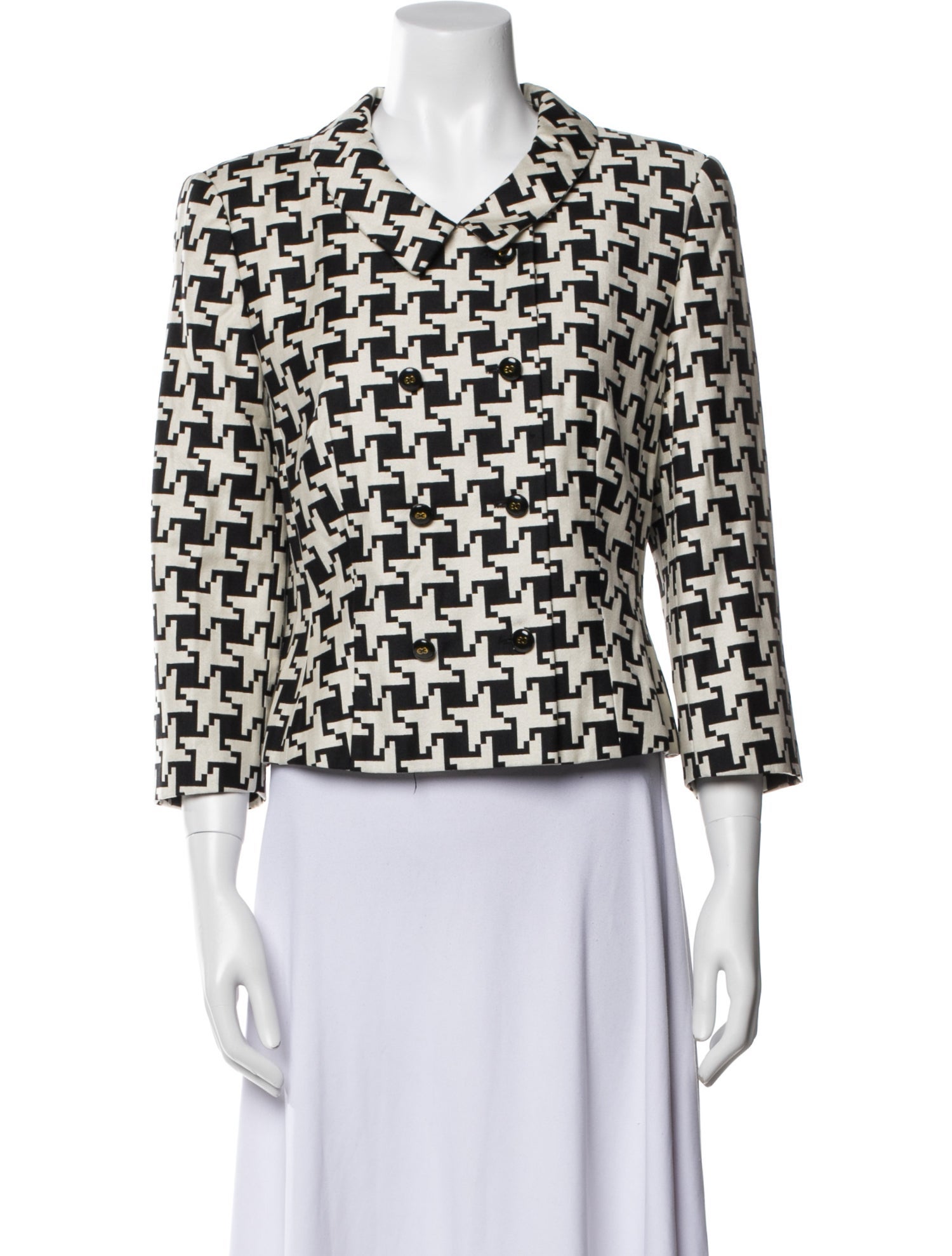 Escada Wool Plaid Print Evening Jacket