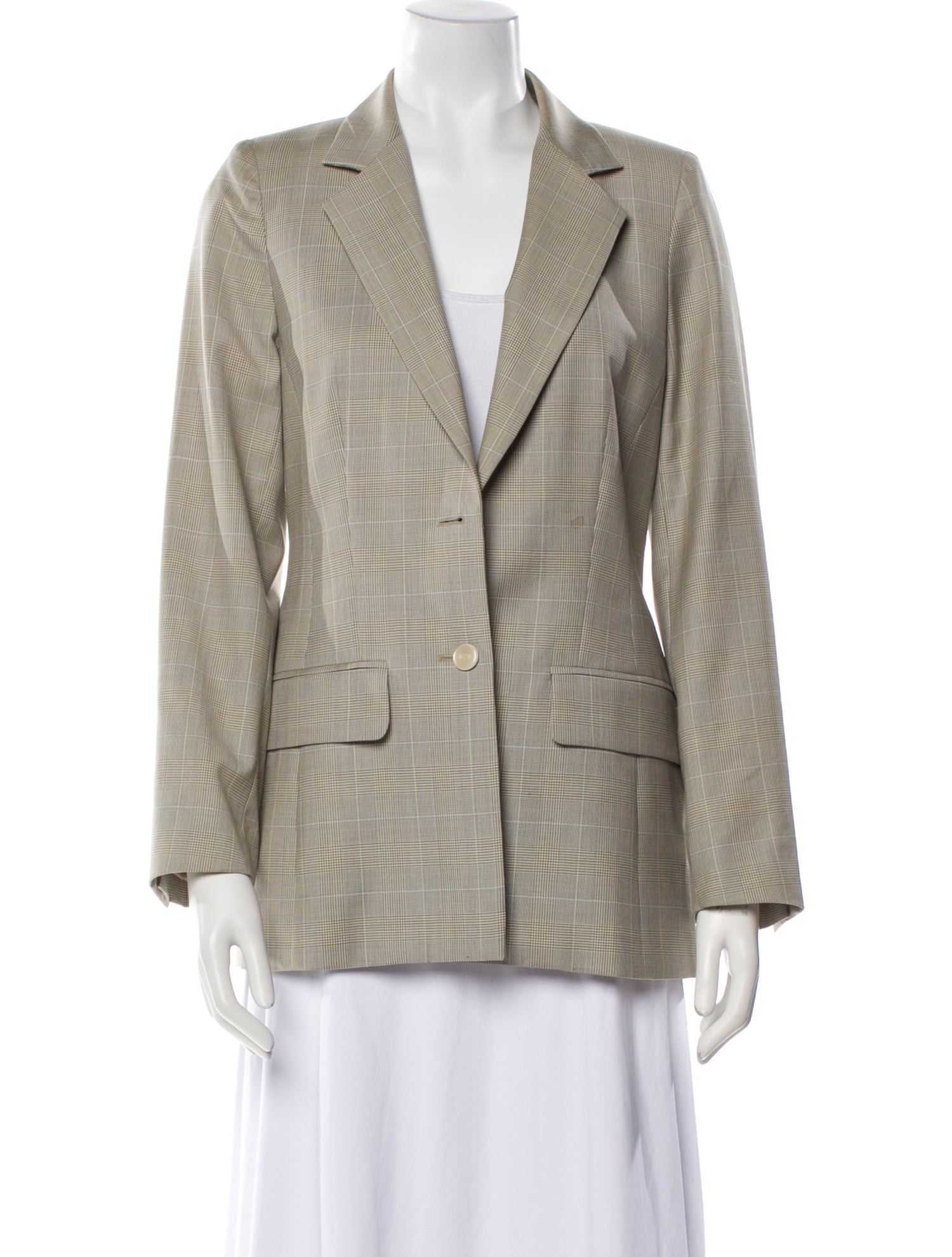 Escada Wool Plaid Print Blazer