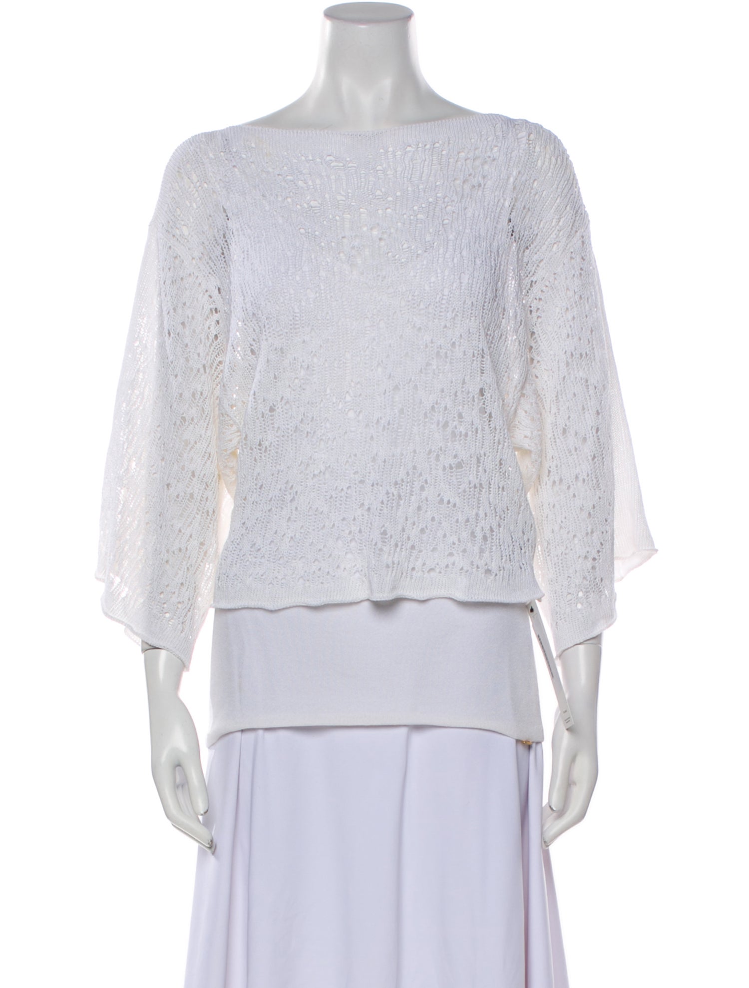 Escada Bateau Neckline Three-Quarter Sleeve Blouse