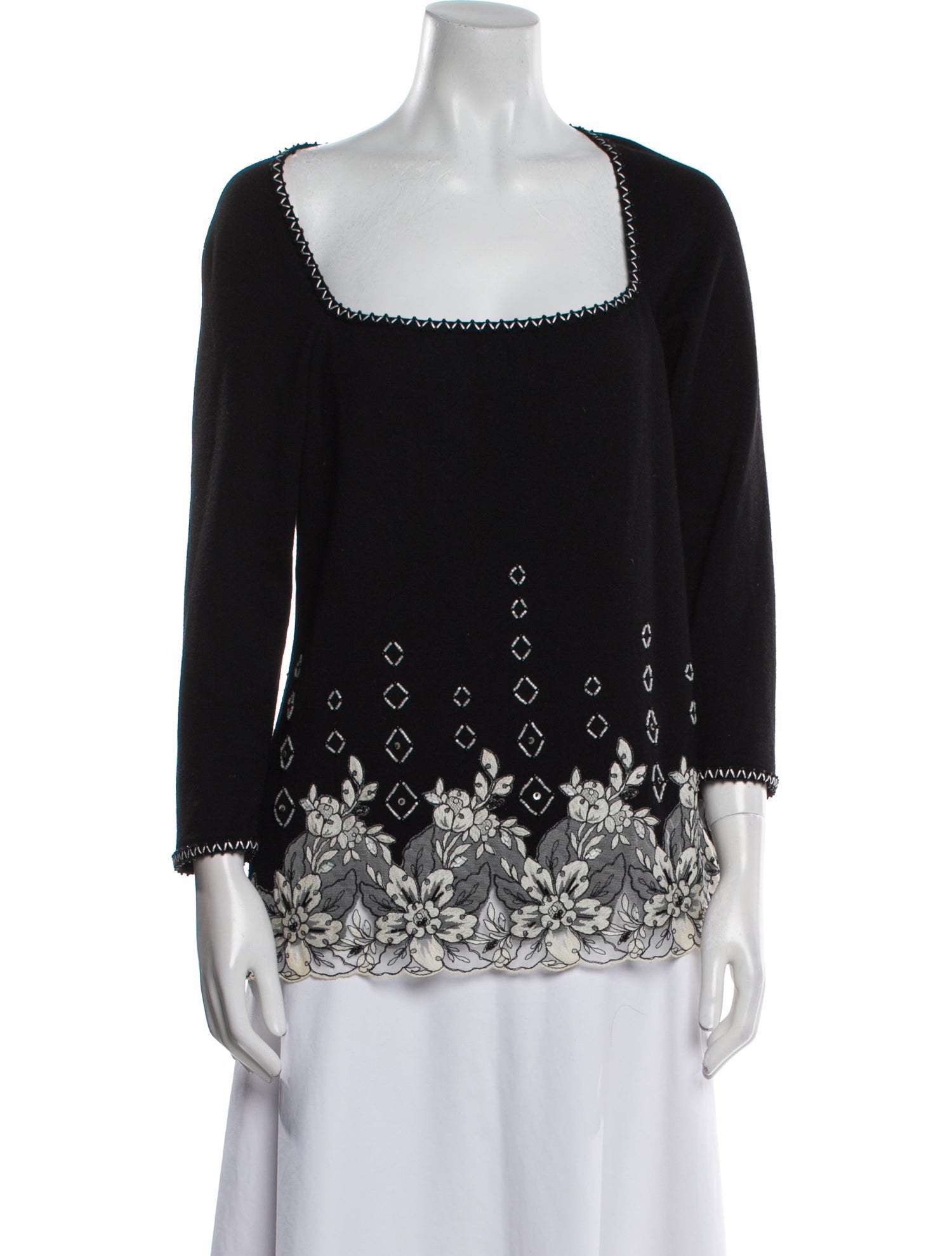 Escada Virgin Wool Square Neckline Sweater
