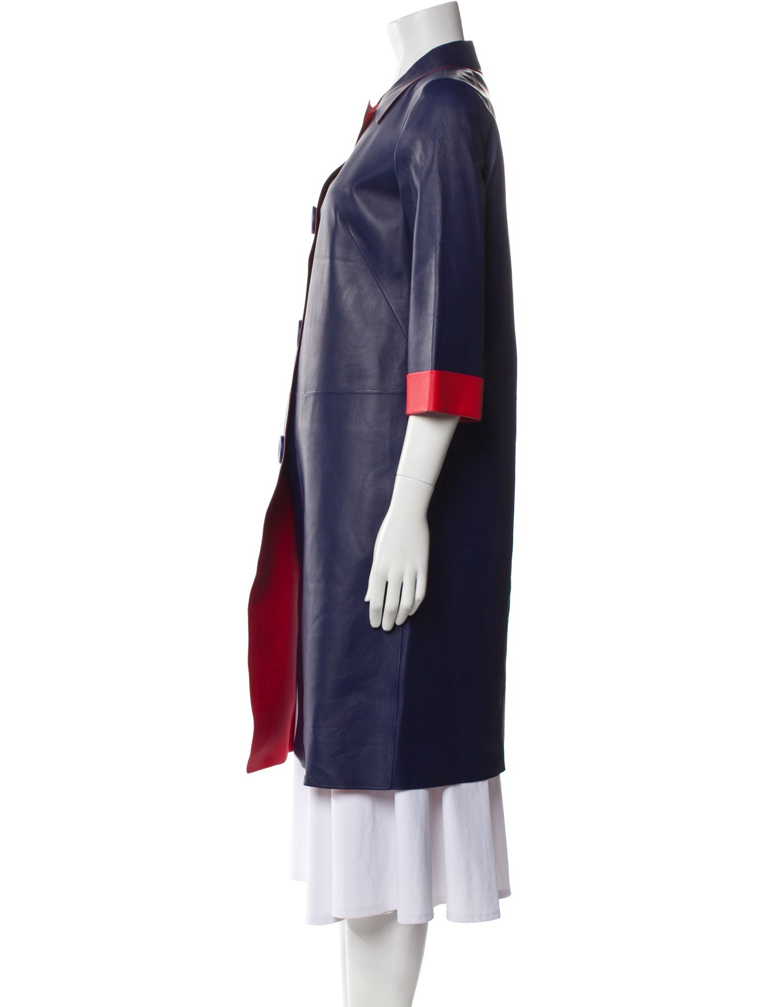 Escada Lamb Leather Colorblock Pattern Coat w/ Tags