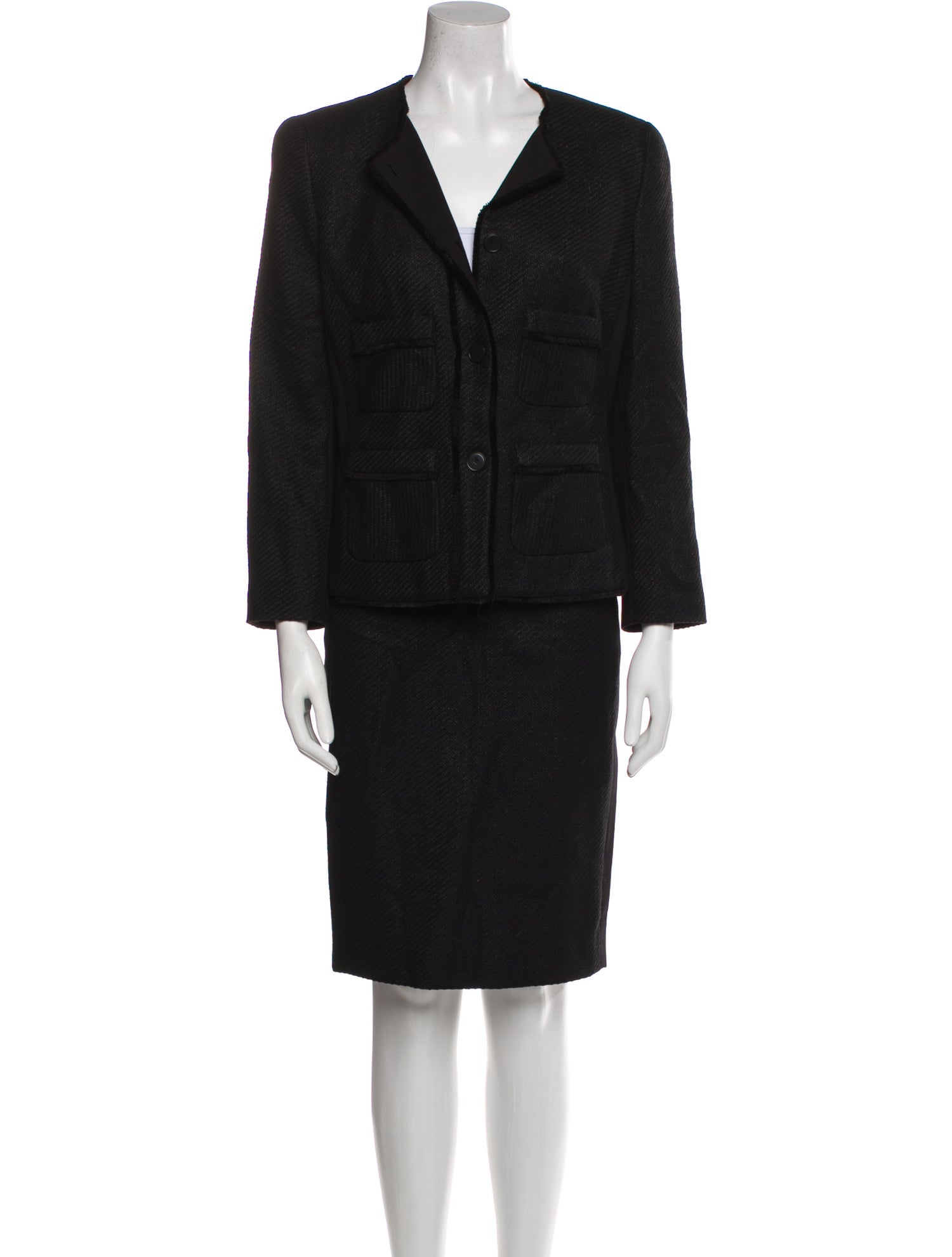 Escada Raw-Edge Trim Skirt Suit