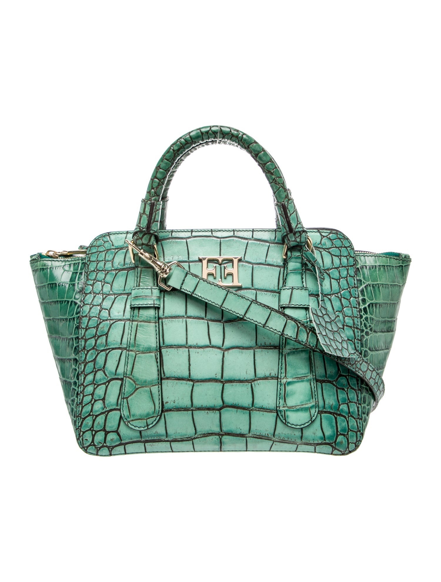 Escada Embossed Leather Top Handle Bag