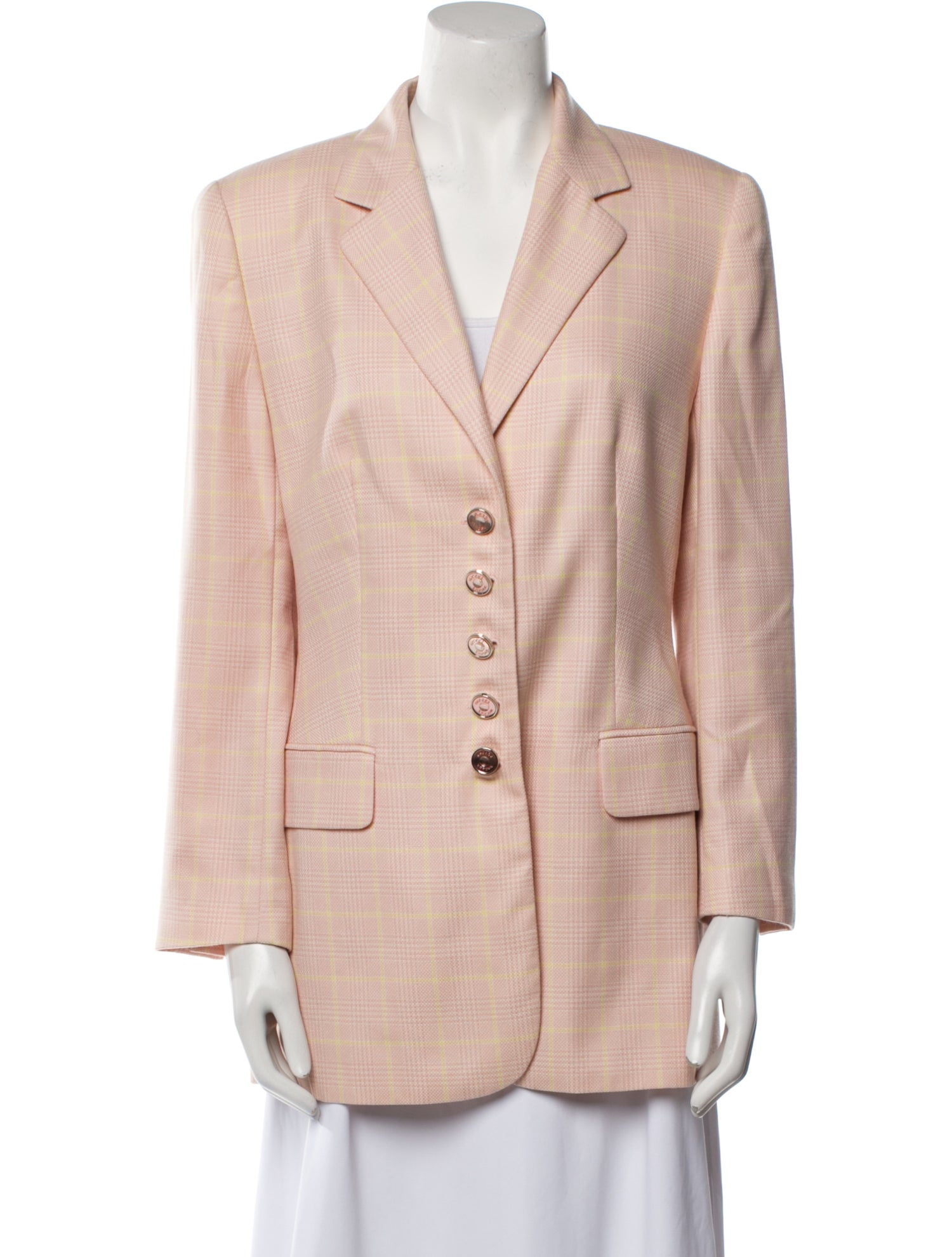 Escada Cashmere Plaid Print Blazer