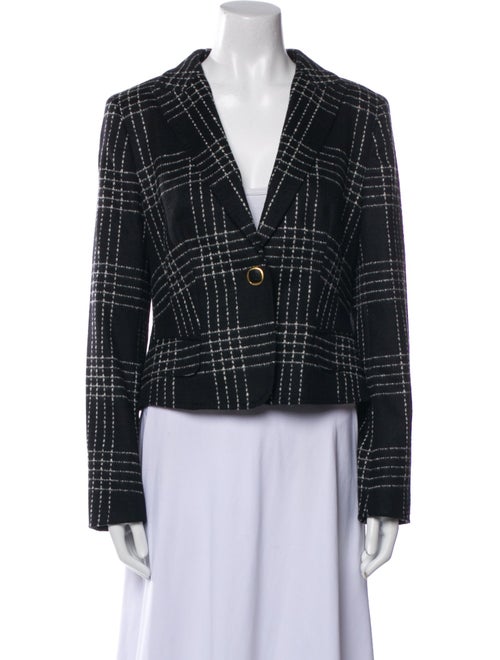 Escada Wool Plaid Print Blazer