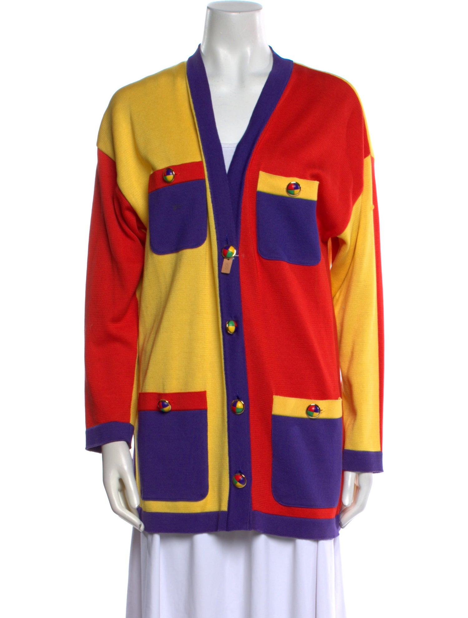 Escada Striped V-Neck Sweater