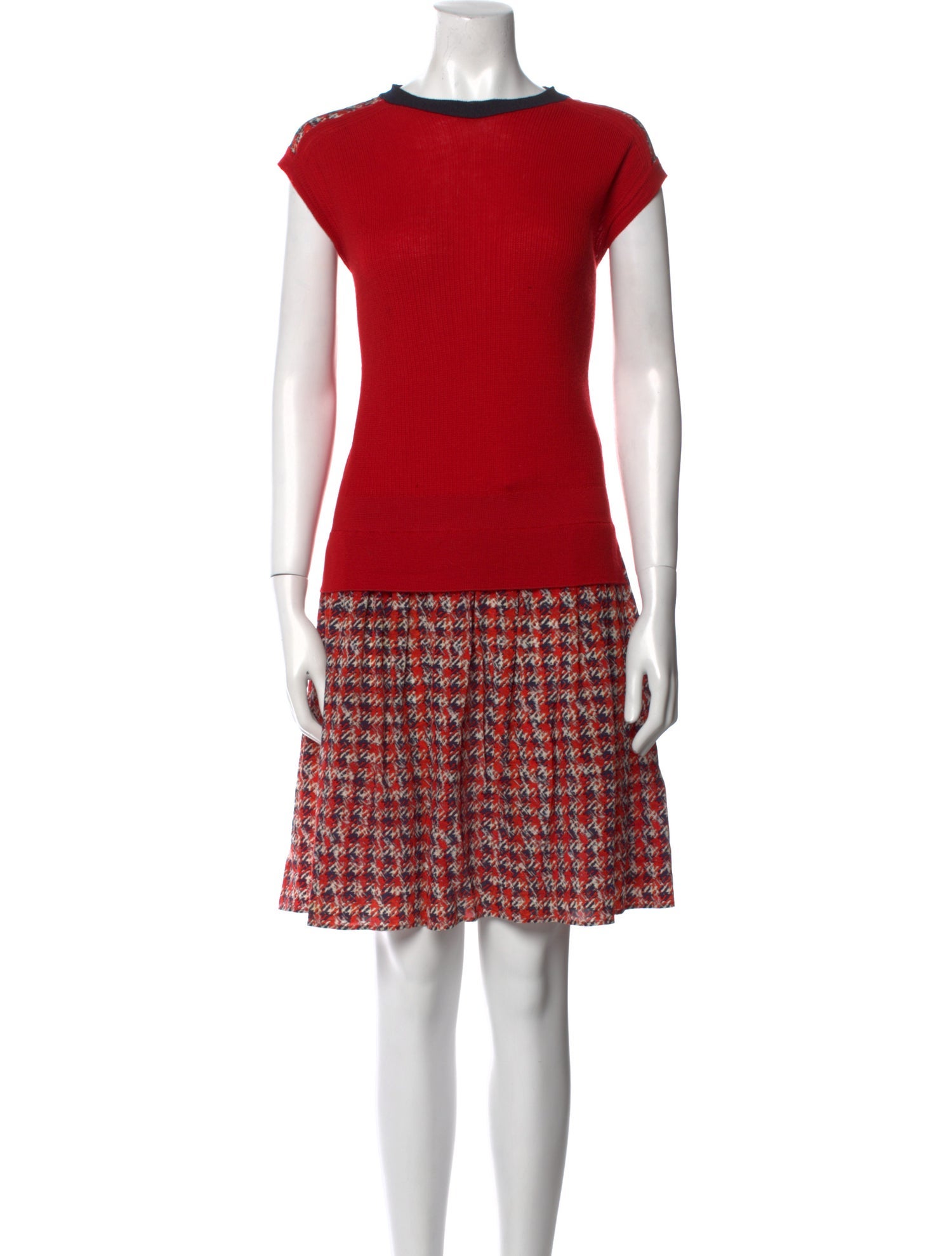 Escada Plaid Print Crew Neck Romper