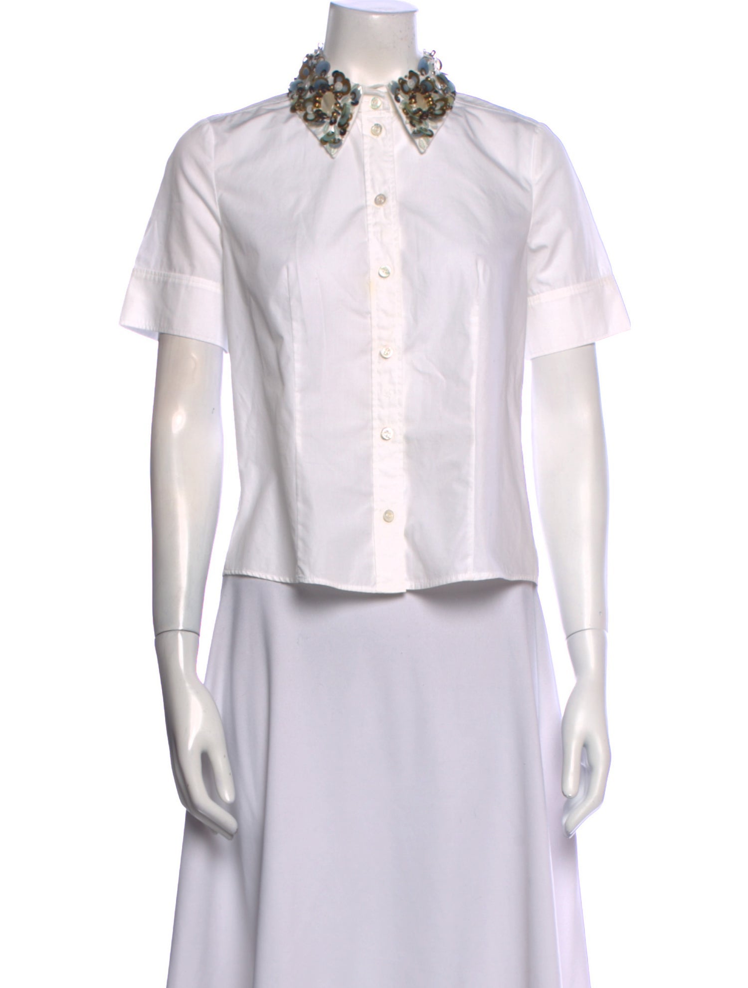 Escada Short Sleeve Button-Up Top