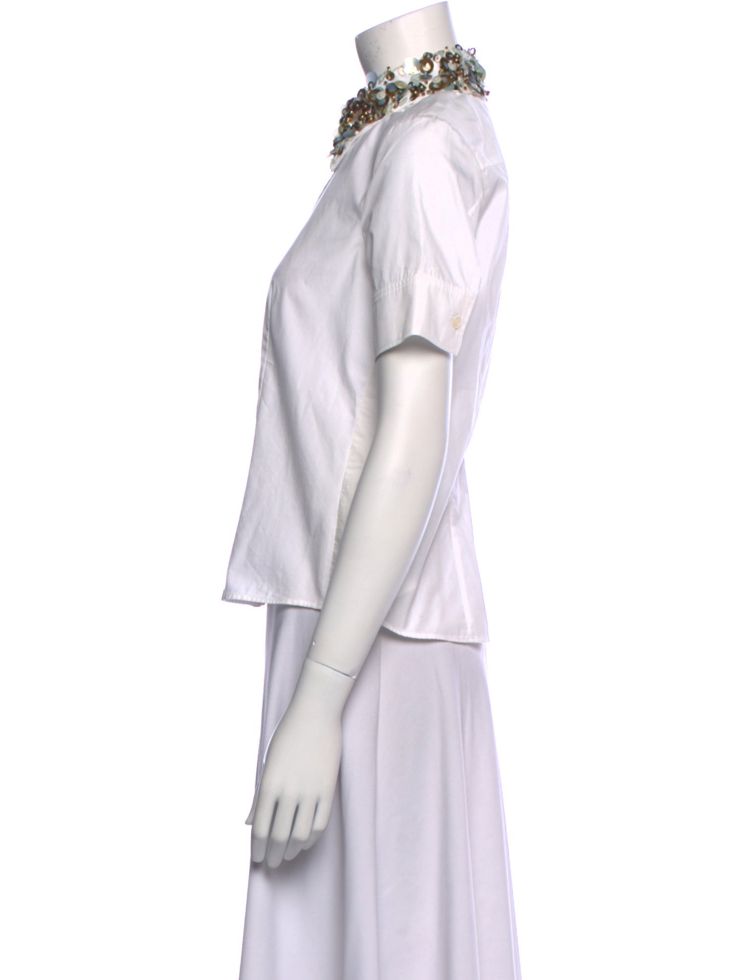 Escada Short Sleeve Button-Up Top