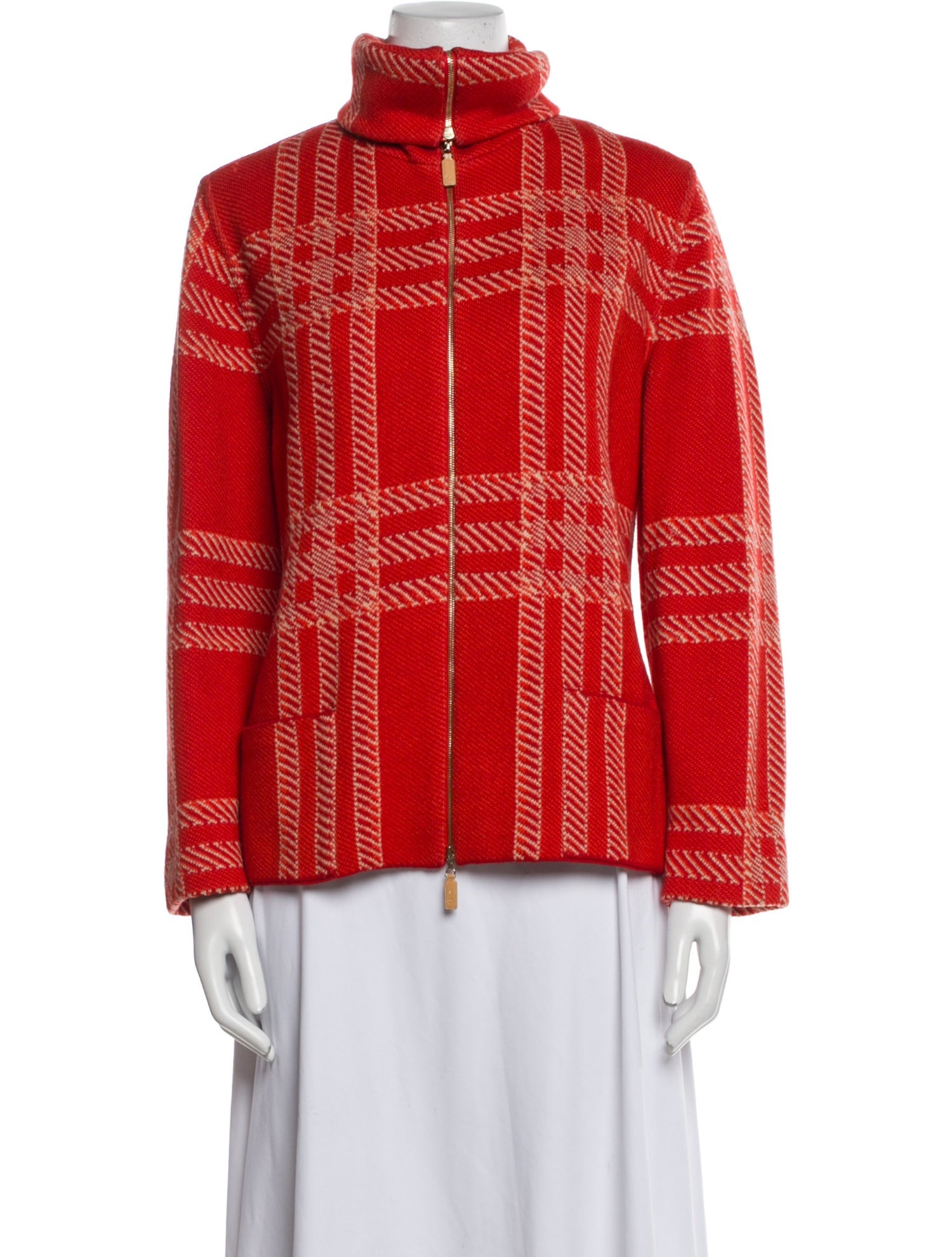 Escada Virgin Wool Plaid Print Sweater