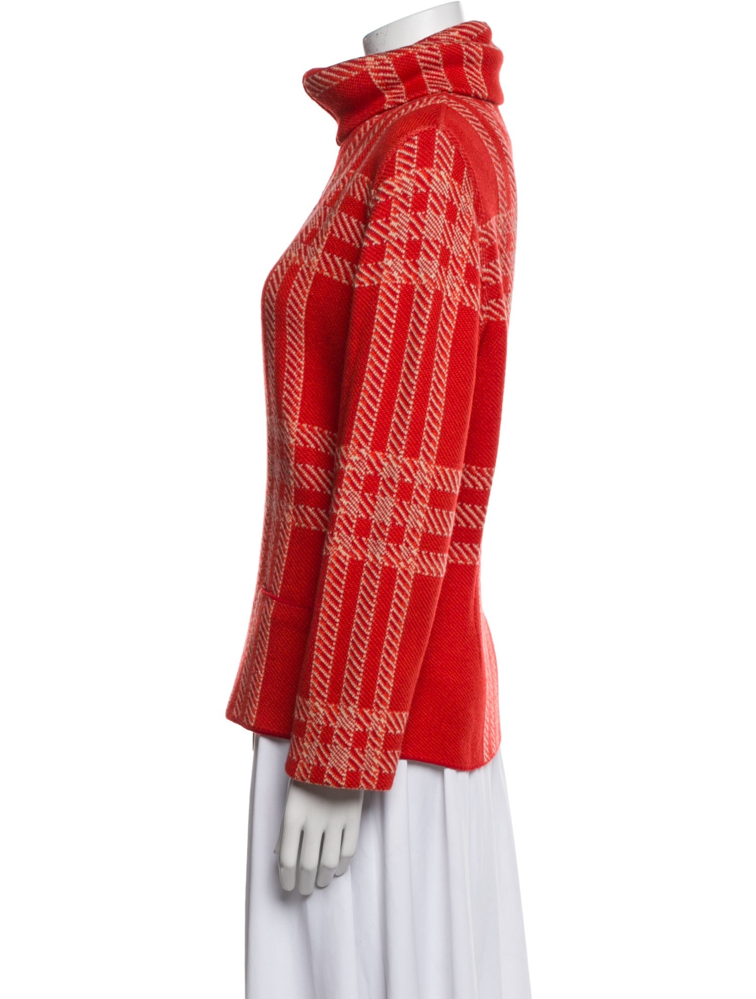 Escada Virgin Wool Plaid Print Sweater