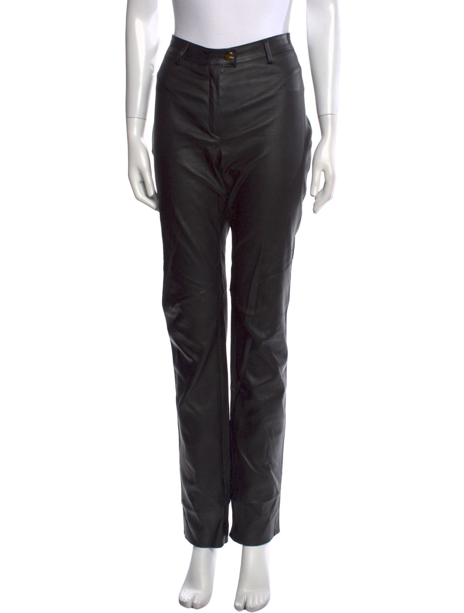 Escada Leather Straight Leg Pants