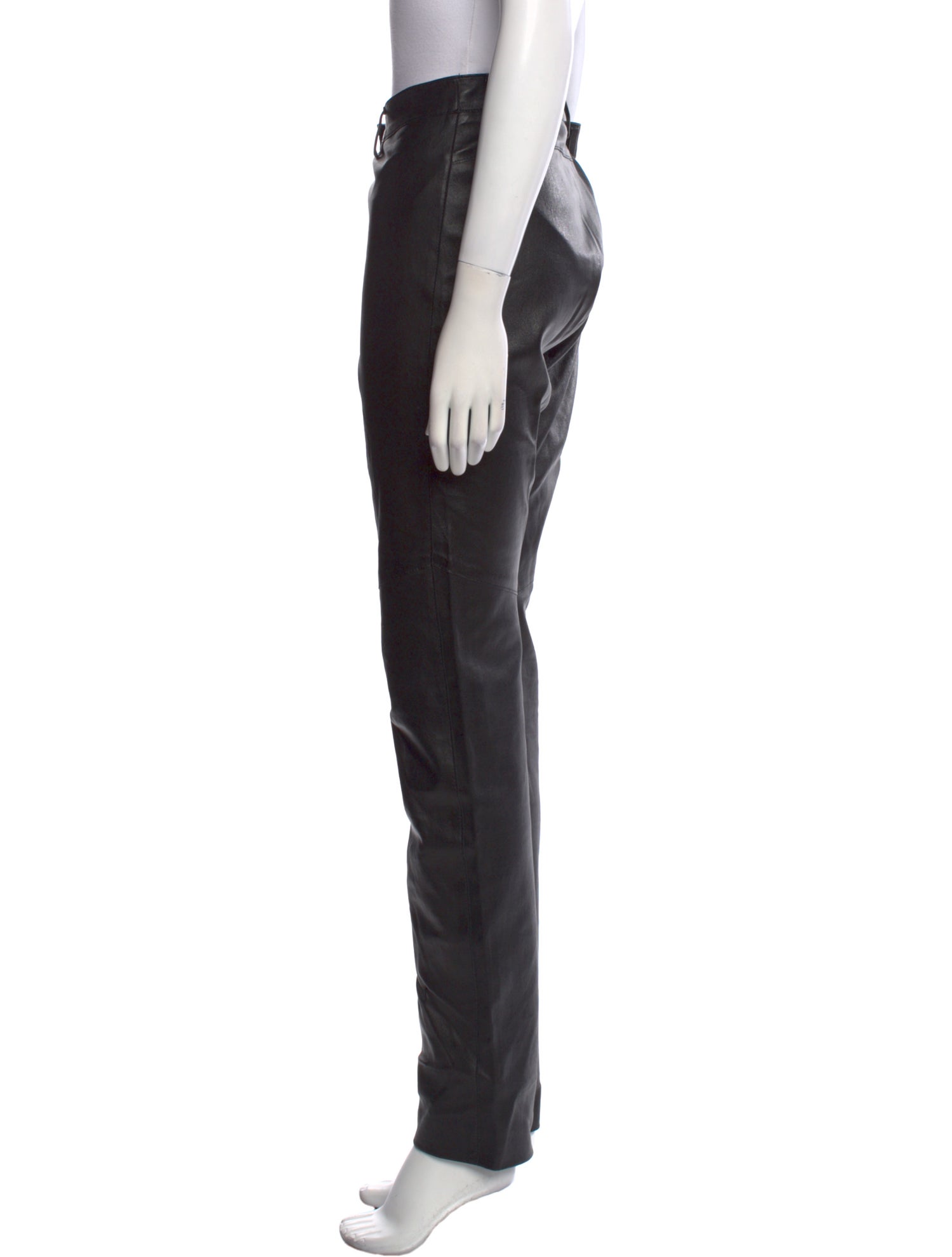 Escada Leather Straight Leg Pants