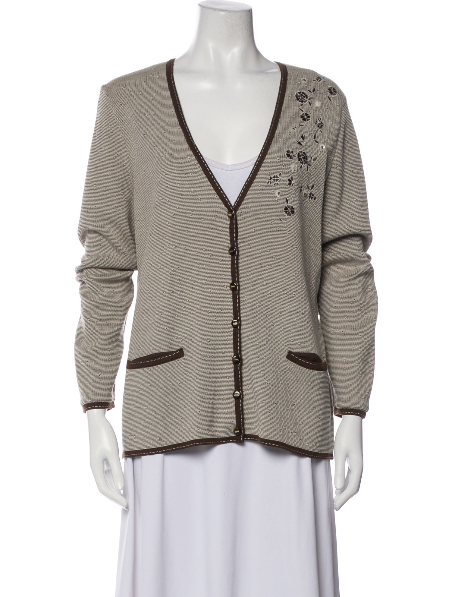 Escada Striped V-Neck Sweater