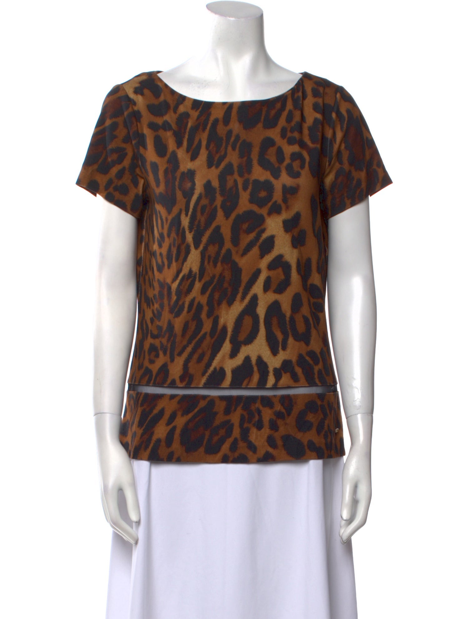 Escada Animal Print Bateau Neckline T-Shirt