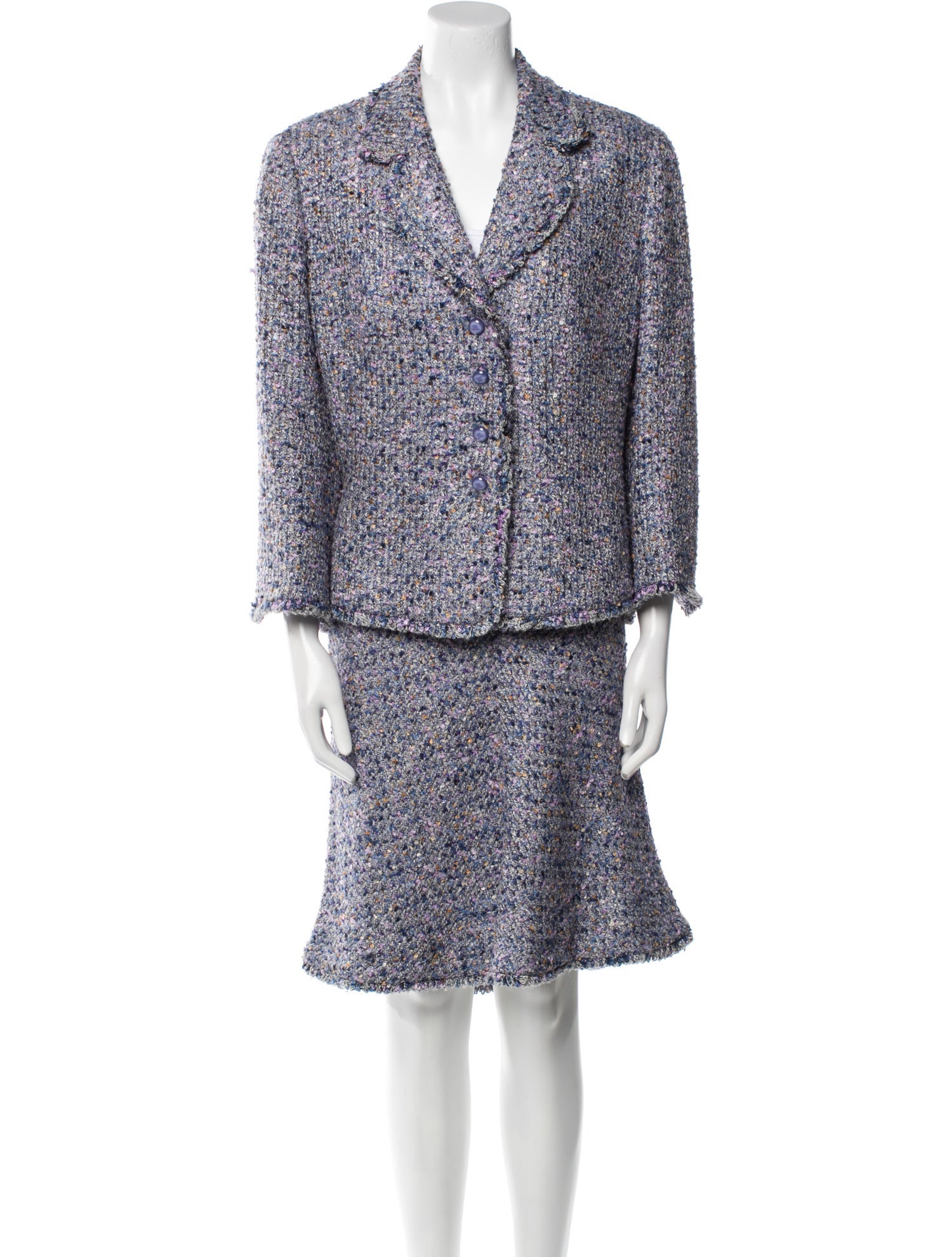 Escada Fringe Trim Accent Skirt Suit